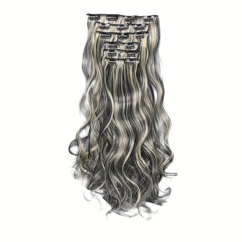 6pcs Long Wavy Hair Pieces Synthetic Clip In Extensions for Daily Use
