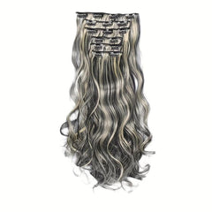 6pcs Long Wavy Hair Pieces Synthetic Clip In Extensions for Daily Use