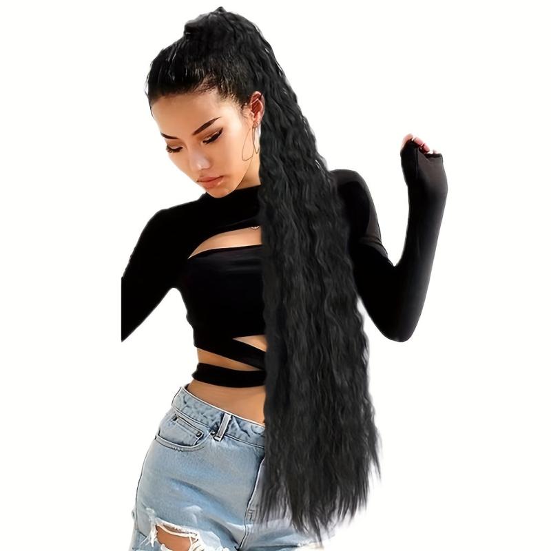 Long Curly Wavy Ponytail Extensions Synthetic Hair Natural Daily Use