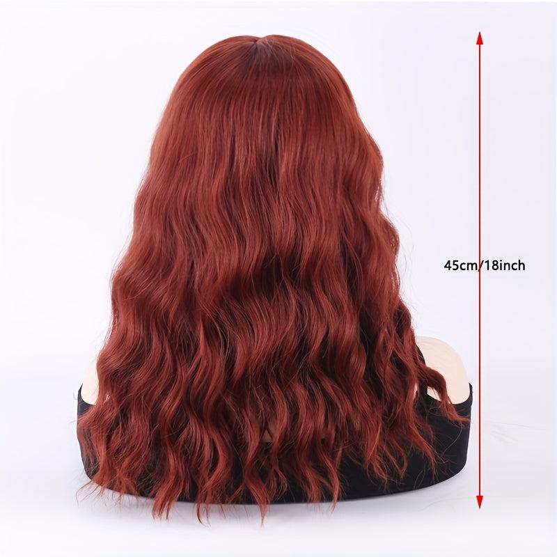 Hot Pink Wavy Ombre Wig With Bangs Curly Synthetic Wigs