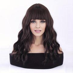 Hot Pink Wavy Ombre Wig With Bangs Curly Synthetic Wigs