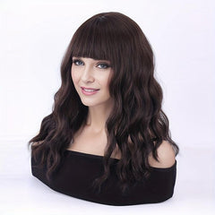 Hot Pink Wavy Ombre Wig With Bangs Curly Synthetic Wigs