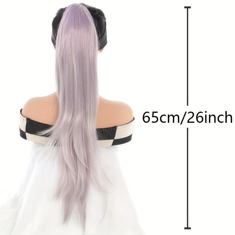 Long Wavy Ponytail Extensions Synthetic Clip In Hair Platinum Brown Purple Blck