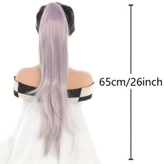 Long Wavy Ponytail Extensions Synthetic Clip In Hair Platinum Brown Purple Blck