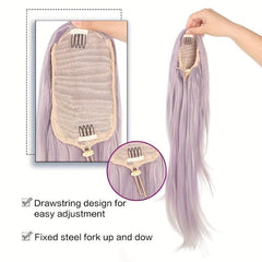 Long Wavy Ponytail Extensions Synthetic Clip In Hair Platinum Brown Purple Blck