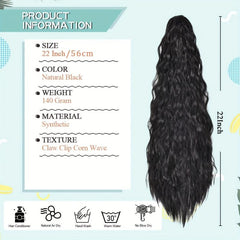 55 88 Cm Long Curly Wavy Hair Extensions Claw Ponytail Natural Synthe