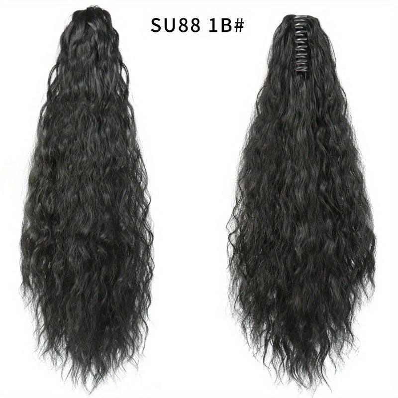 55 88 Cm Long Curly Wavy Hair Extensions Claw Ponytail Natural Synthe
