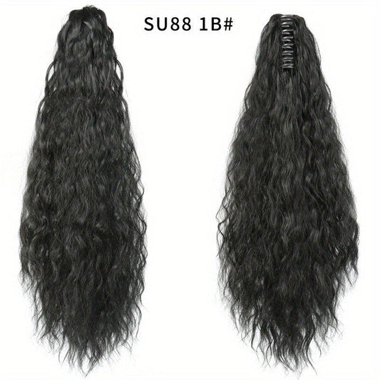 55 88 Cm Long Curly Wavy Hair Extensions Claw Ponytail Natural Synthe