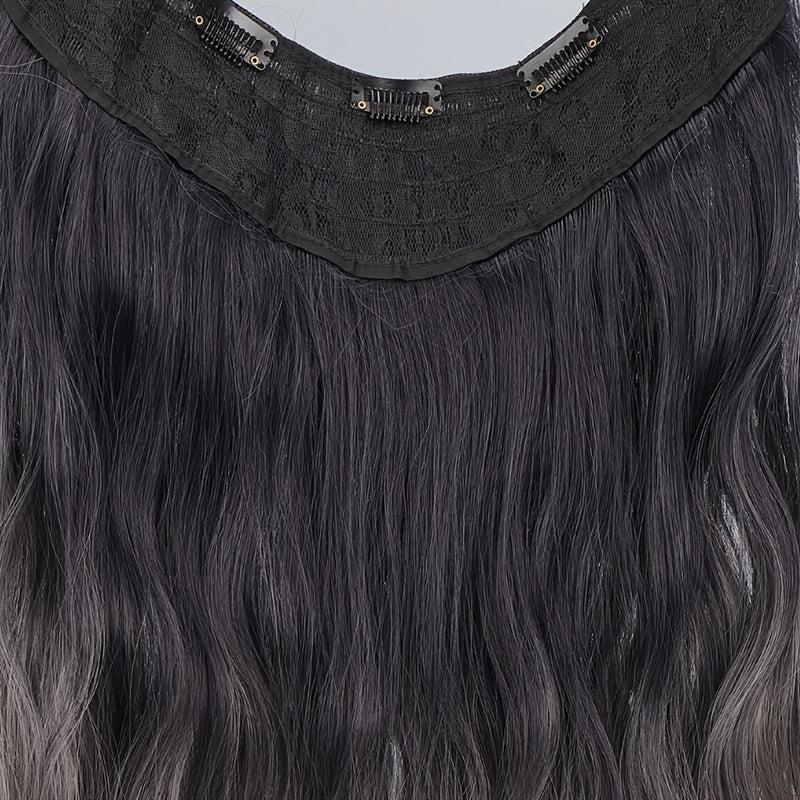 20in Curly Synthetic Hair Extensions Gray Ombre Invisible Clip Ins