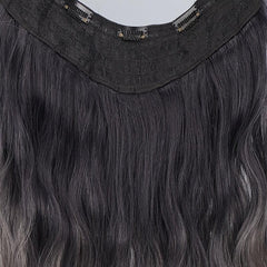 20in Curly Synthetic Hair Extensions Gray Ombre Invisible Clip Ins