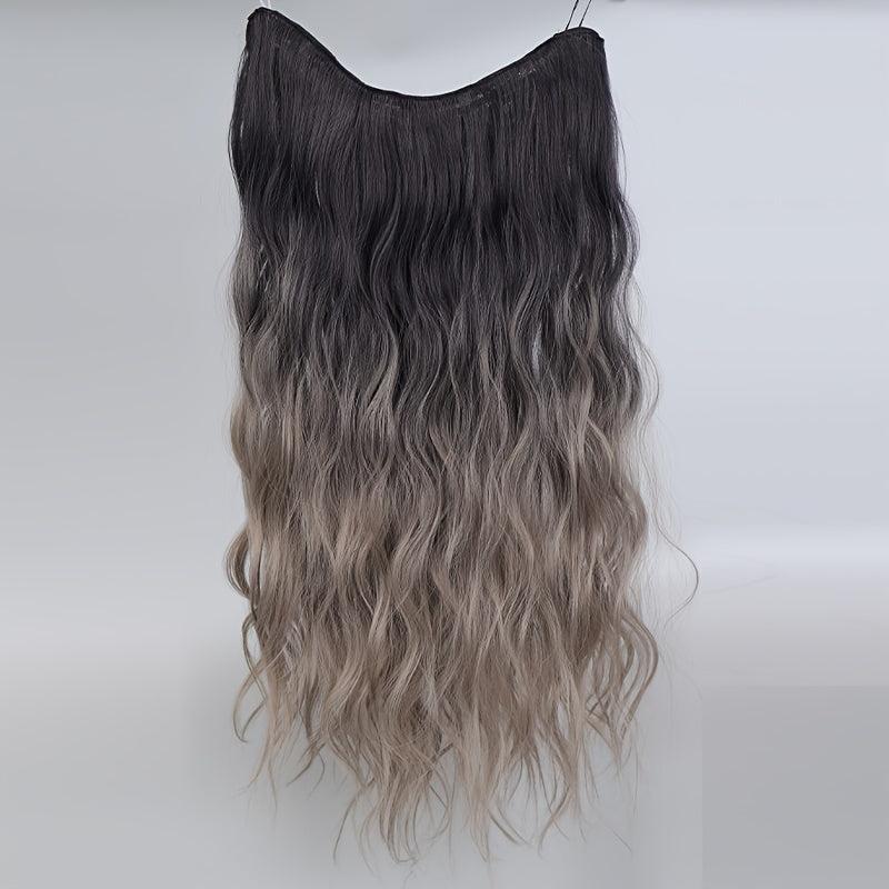 20in Curly Synthetic Hair Extensions Gray Ombre Invisible Clip Ins