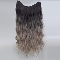 20in Curly Synthetic Hair Extensions Gray Ombre Invisible Clip Ins