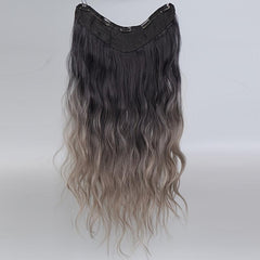 20in Curly Synthetic Hair Extensions Gray Ombre Invisible Clip Ins
