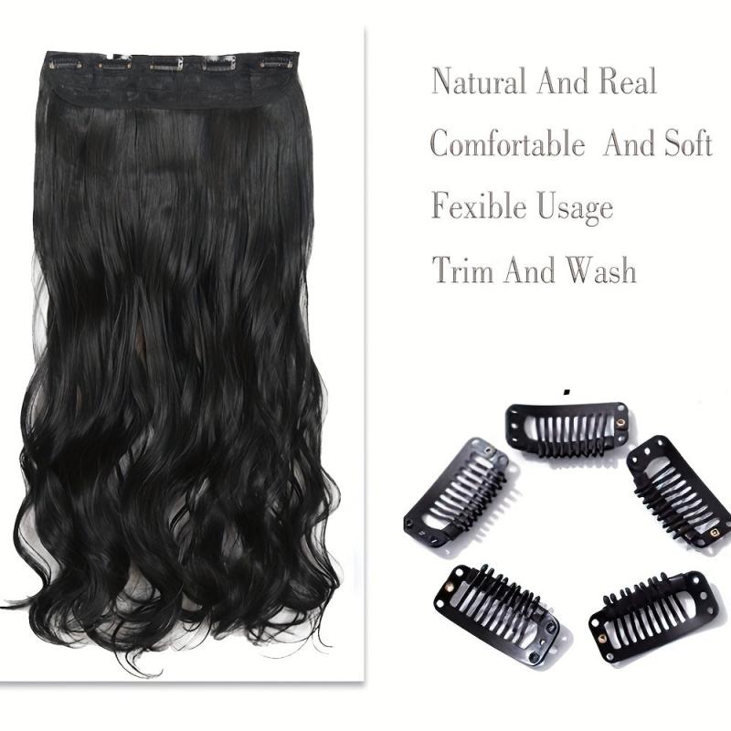 Curly Clip In Hair Extensions with 5 Clips - Add Volume & Style