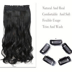 Curly Clip In Hair Extensions with 5 Clips - Add Volume & Style