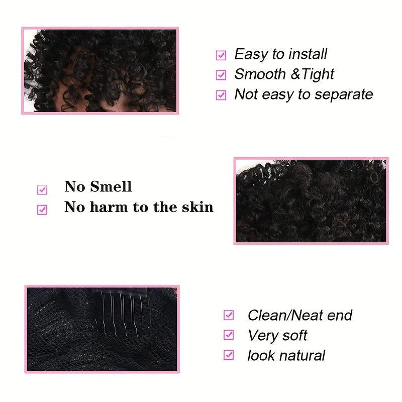 15 24 Cm Afro Puff Hair Bun With Bangs Clips Extensions for Women