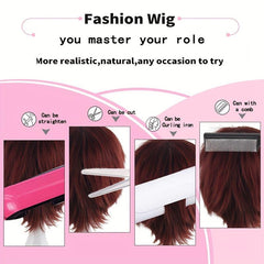 Men's Short Curly Bob Wig with Bangs Heat Resistant