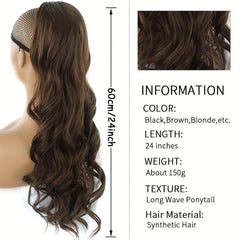 Long Curly Ponytail Hairpiece For Women Wavy Ponytail Extensions Wig