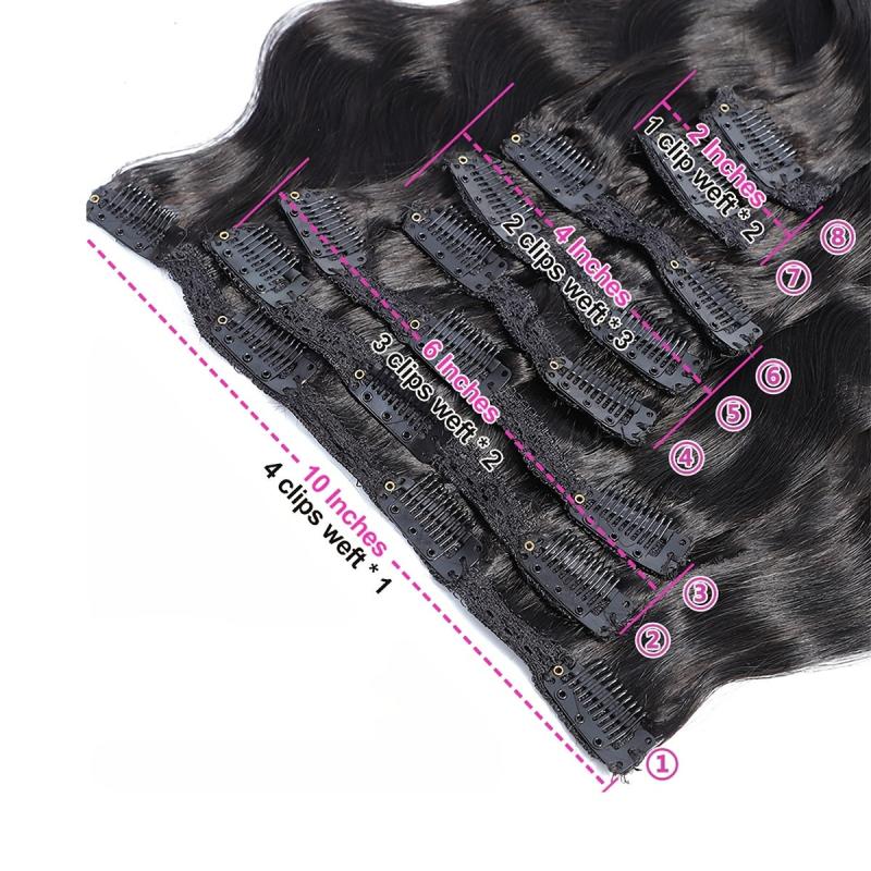 Clip In Human Hair Extensions Set Double Weft 18 Clips 20 32 66 04 Cm