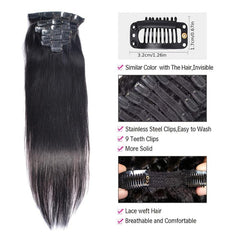 Clip In Human Hair Extensions Set Double Weft 18 Clips 20 32 66 04 Cm