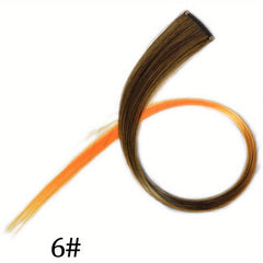 10pcs Rainbow Colorful Clip In Hair Extensions 35-56 cm Straight Hairpieces