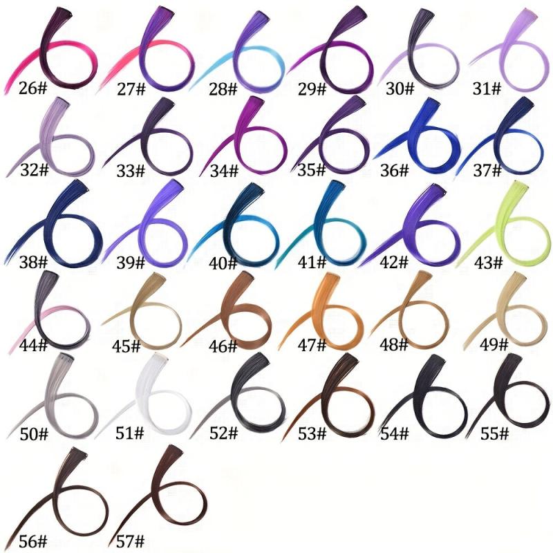 10pcs Rainbow Colorful Clip In Hair Extensions 35-56 cm Straight Hairpieces