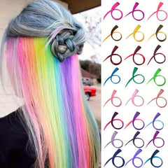 10pcs Rainbow Colorful Clip In Hair Extensions 35-56 cm Straight Hairpieces