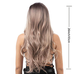 Ombre Ash Blonde Brown Natural Wave Wig Long Hair for Women