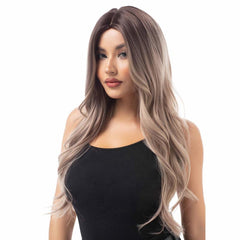 Ombre Ash Blonde Brown Natural Wave Wig Long Hair for Women