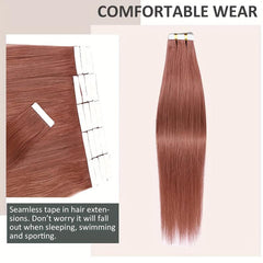 Human Hair Tape In Extensions Straight Hair Seamless Skin Weft 20pcs 50g