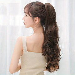 Long Curly Wavy Ponytail Extensions Synthetic Clip In Hair Natural Looking