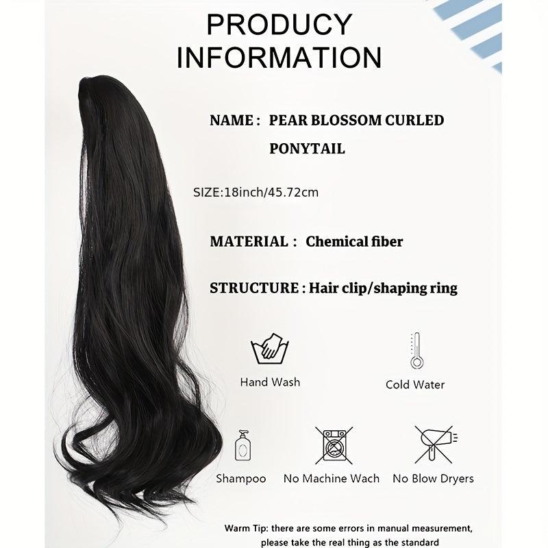 Long Curly Wavy Ponytail Extensions Synthetic Clip In Hair Natural Looking