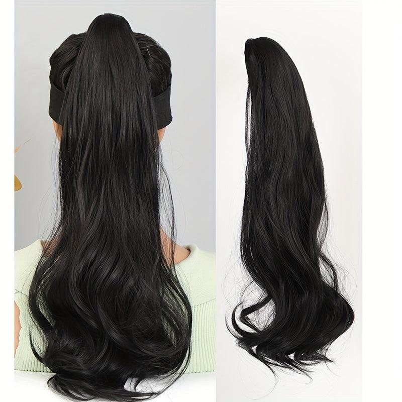 Long Curly Wavy Ponytail Extensions Synthetic Clip In Hair Natural Looking