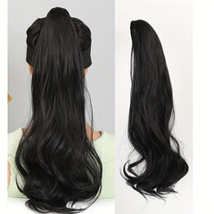 Long Curly Wavy Ponytail Extensions Synthetic Clip In Hair Natural Looking