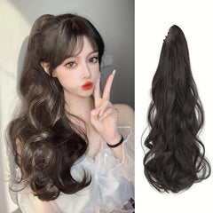 Long Curly Wavy Ponytail Extensions Synthetic Clip In Hair Natural Looking