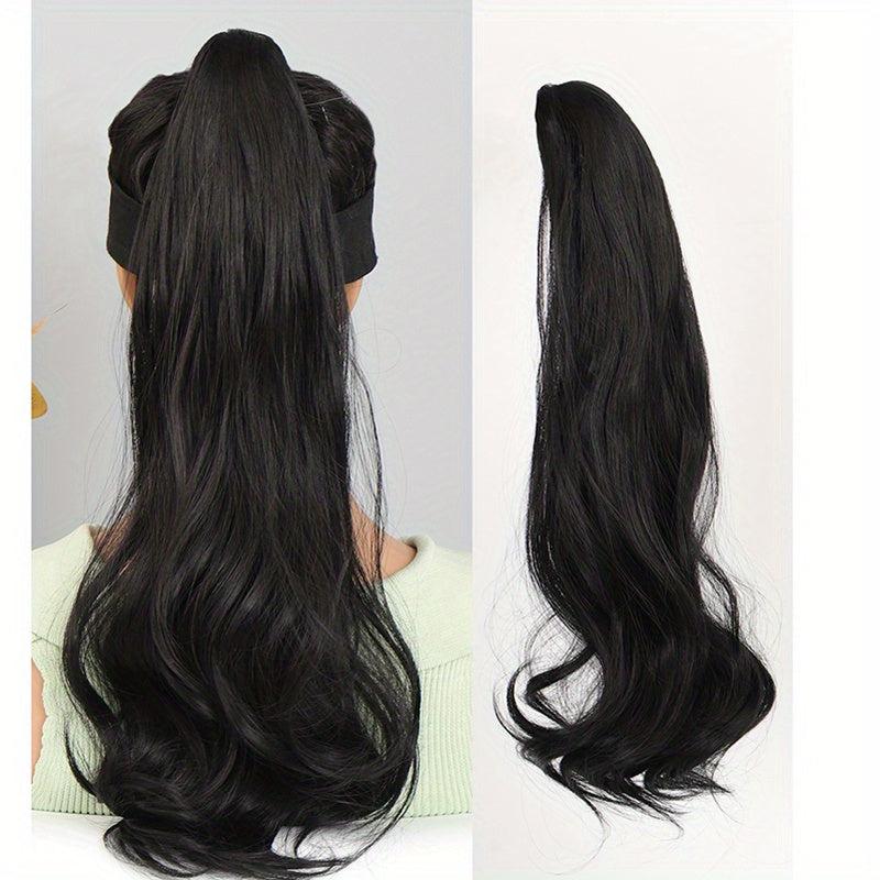 Long Curly Wavy Ponytail Extensions Synthetic Clip In Hair Natural Looking