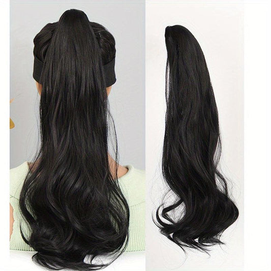 Long Curly Wavy Ponytail Extensions Synthetic Clip In Hair Natural Looking