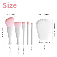 5pcs Makeup Brush Set Shell Storage Box Mirror 2pcs Mini Makeup Puff