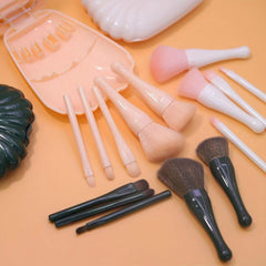 5pcs Makeup Brush Set Shell Storage Box Mirror 2pcs Mini Makeup Puff