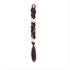 Long Braided Ponytail Extensions Y2K Butterfly Faux Pearl Decor Twist Braid