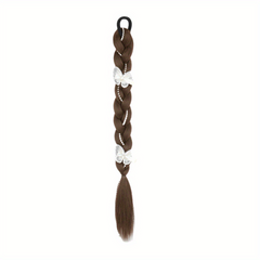 Long Braided Ponytail Extensions Y2K Butterfly Faux Pearl Decor Twist Braid