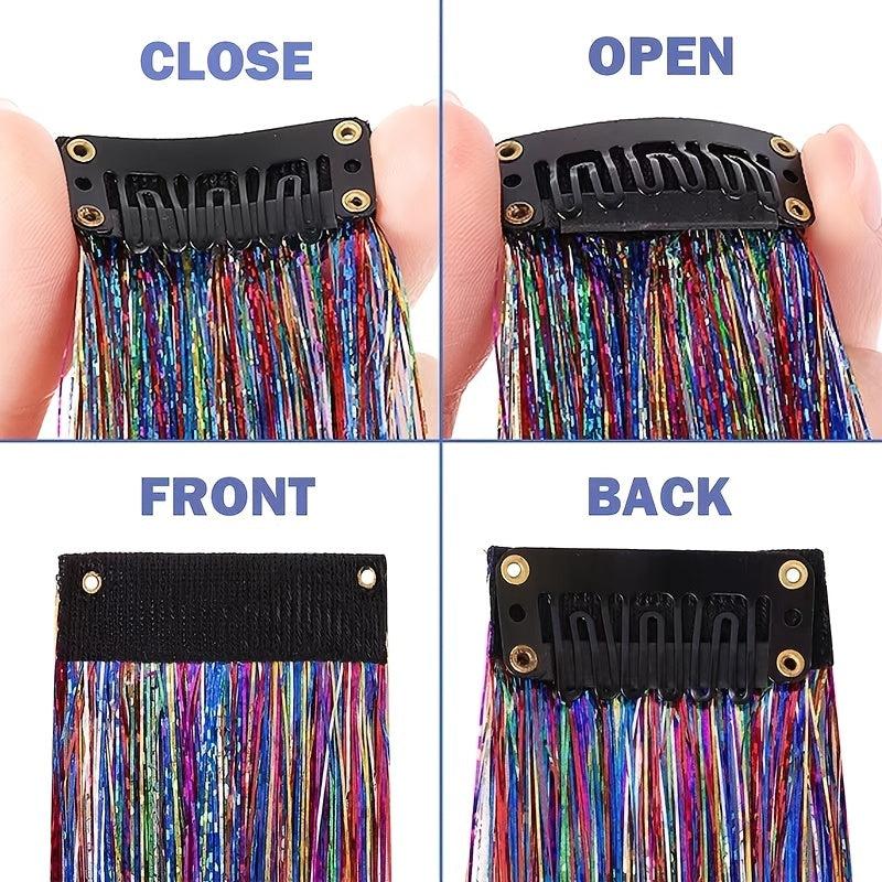 Colorful Laser Silk Hair Extension Piece