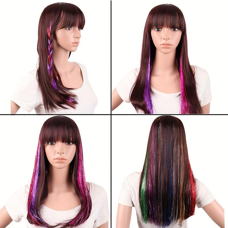 Colorful Laser Silk Hair Extension Piece