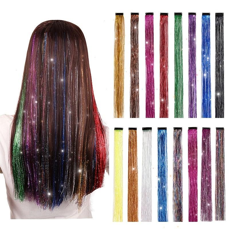 Colorful Laser Silk Hair Extension Piece