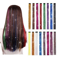 Colorful Laser Silk Hair Extension Piece
