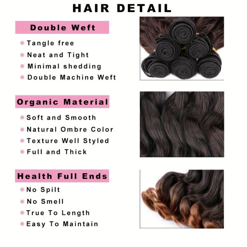3pcs Ombre Synthetic Body Wave Hair Bundles 35-56cm