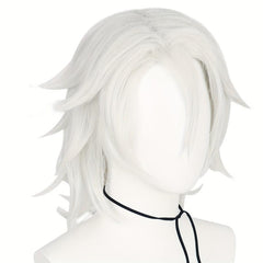 30 48 Cm Silvery Curly Cosplay Wigs with Bangs, Synthetic Hair for Costume Party
