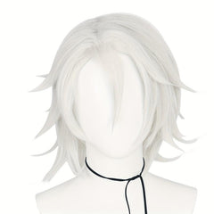 30 48 Cm Silvery Curly Cosplay Wigs with Bangs, Synthetic Hair for Costume Party