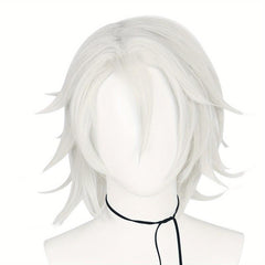 30 48 Cm Silvery Curly Cosplay Wigs with Bangs, Synthetic Hair for Costume Party