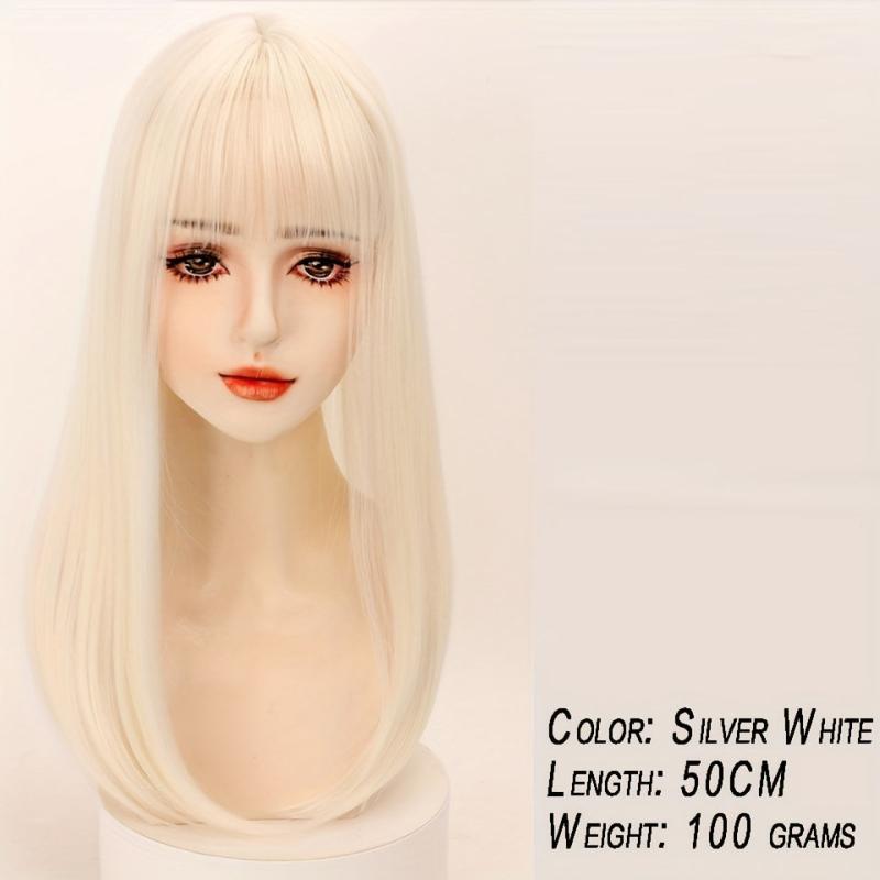 8 Cm Long Straight Hair Piece with Bangs Topper Wig for Women